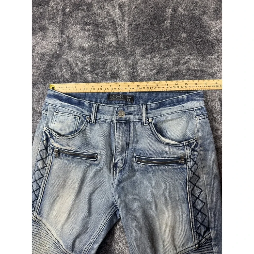 Trestles Supply Co. Zip Jeans Size 34 Blue Denim Acid Wash